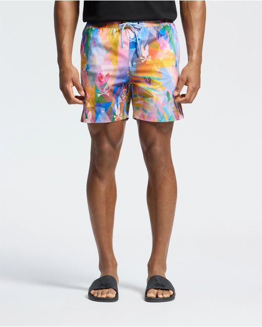 Psycho Bunny Blue Milos Printed Swim Trunk for men