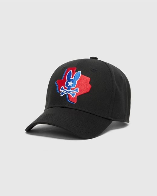 Psycho Bunny Black Texas Baseball Cap for men