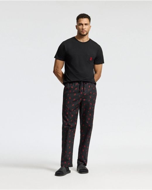 Psycho Bunny Black Telride Printed Pajama Set for men