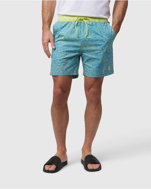 Psycho Bunny Blue Verona Print Swim Trunk for men