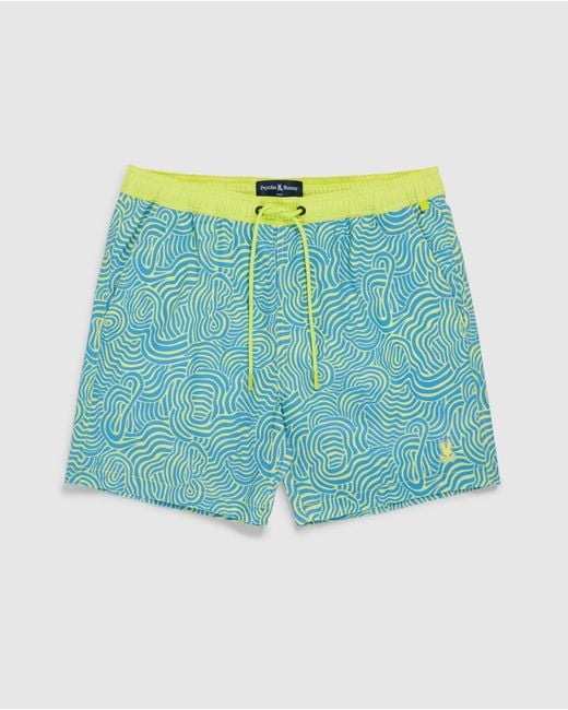 Psycho Bunny Blue Verona Print Swim Trunk for men