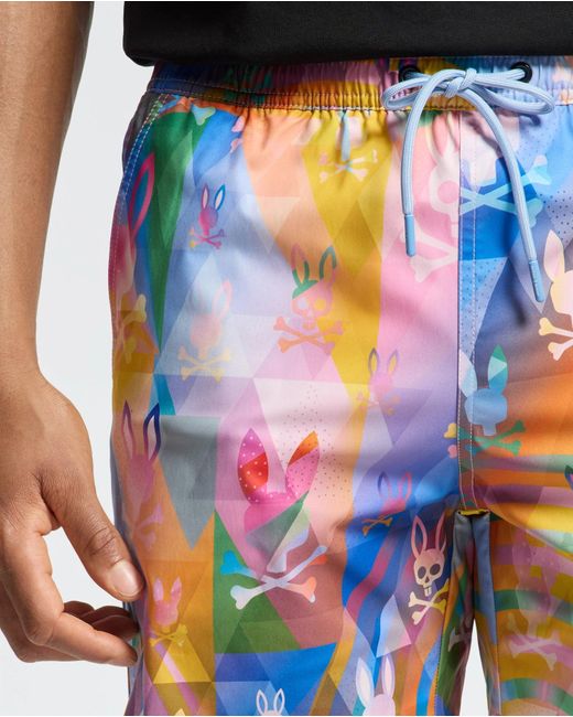 Psycho Bunny Blue Milos Printed Swim Trunk for men
