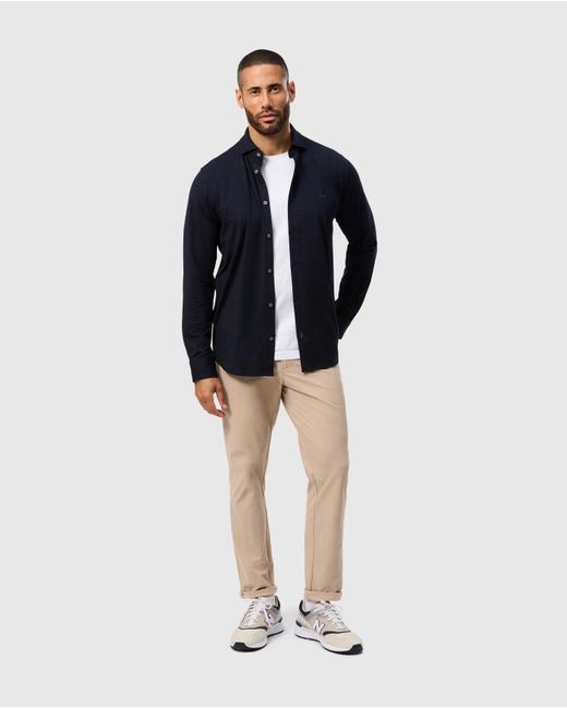 Psycho Bunny Blue Crosby Jersey Knit Long Sleeve Shirt for men
