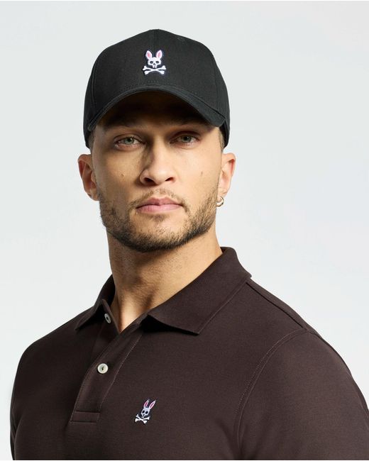 Psycho Bunny Black Classic Baseball Cap for men