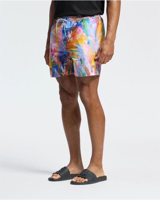 Psycho Bunny Blue Milos Printed Swim Trunk for men