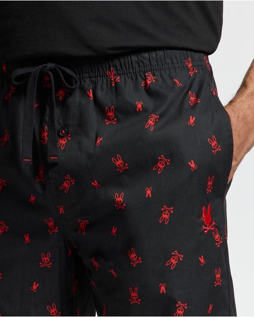 Psycho Bunny Black Telride Printed Pajama Set for men