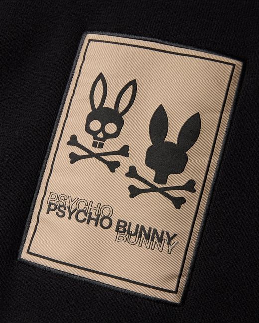 Psycho Bunny Black Monroe Twill Patch Scarf for men