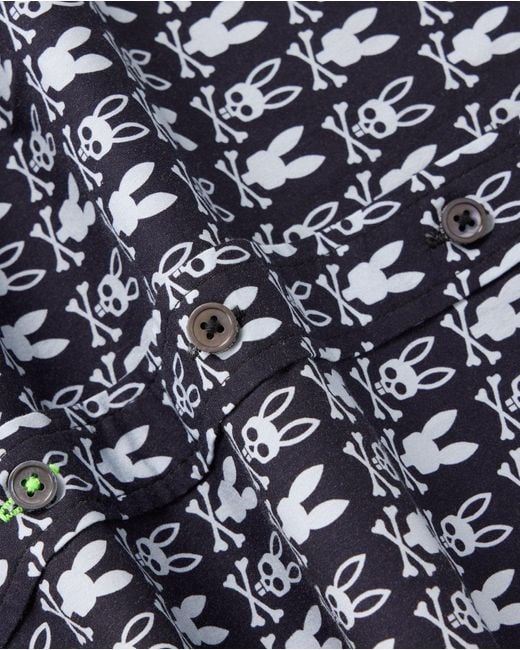 Psycho Bunny Blue Tilden All Over Print Bunny Shirt for men