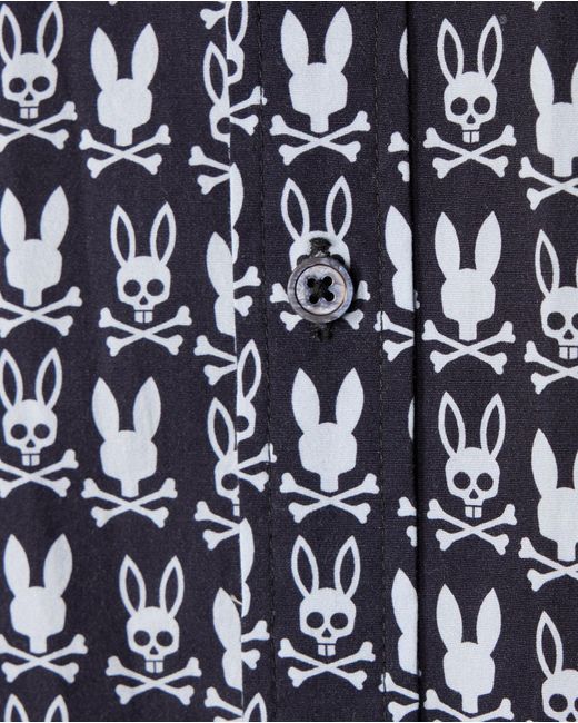 Psycho Bunny Blue Tilden All Over Print Bunny Shirt for men