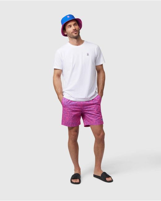 Psycho Bunny Red Verona Print Swim Trunk for men