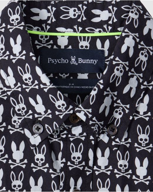 Psycho Bunny Blue Tilden All Over Print Bunny Shirt for men