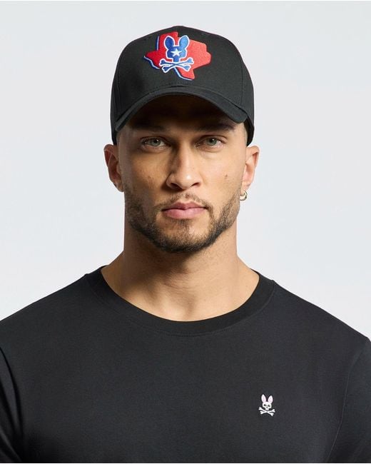 Psycho Bunny Black Texas Baseball Cap for men