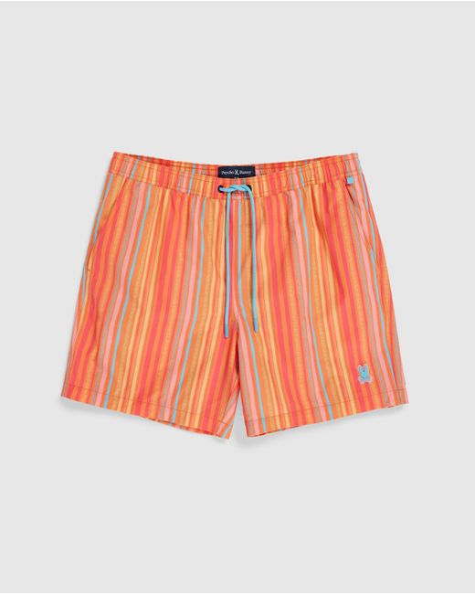 Psycho Bunny Orange Anton All Over Print Swim Trunk for men
