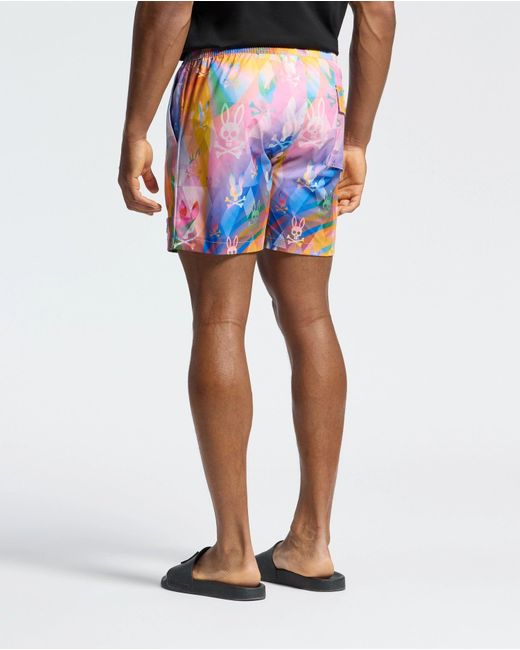 Psycho Bunny Blue Milos Printed Swim Trunk for men