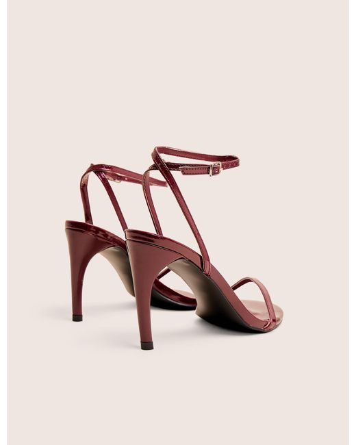 Public Desire Pink Selene Burgundy Patent Curved Heels Barely There