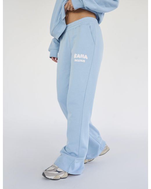 Public Desire Kaiia Design Bubble Logo Wide Leg Sweat Pants Baby Blue