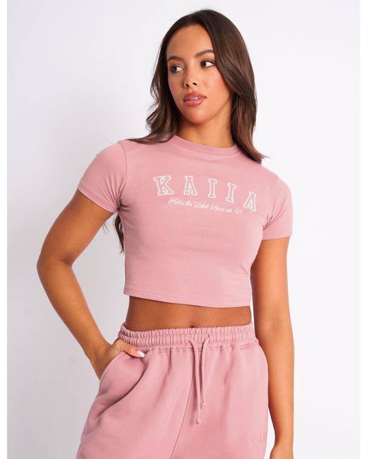 Public Desire Pink Kaiia Logo Baby Tee Blusher