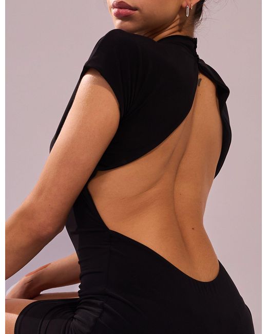 Public Desire Multicolor High Neck Backless Slinky Mini Dress Black