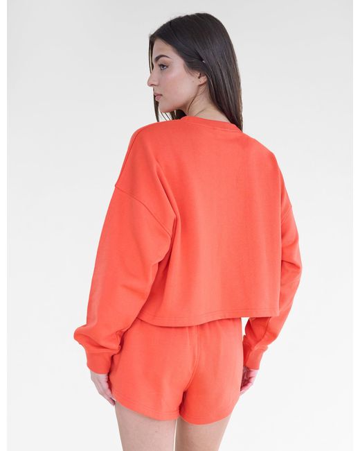 Public Desire Red Kaiia Studio Cropped Oversized Sweatshirt Orange