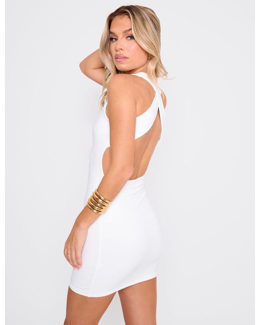 Public Desire Cross Over Back Detail Luxe Slinky Mini Dress White