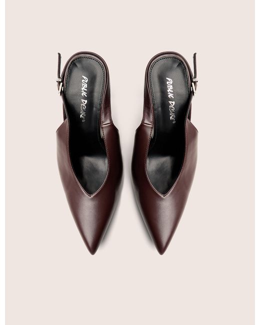 Public Desire Natural Tatti Burgundy Slingback Court Heel