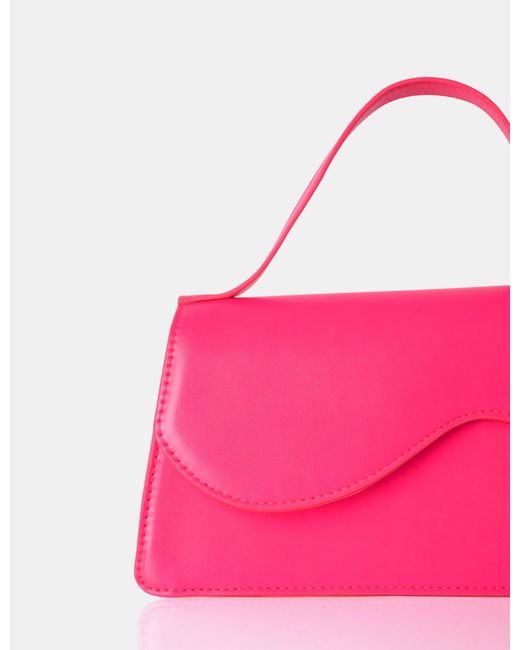 Public Desire The Polly Bright Pink Croc Top Handle Mini Bag