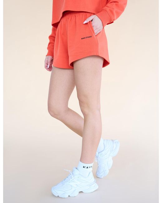 Public Desire Red Kaiia Studio Mini Sweat Shorts Orange