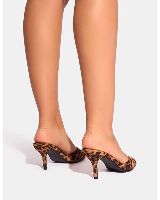 Public Desire White Mario Leopard Mid Heel Mules