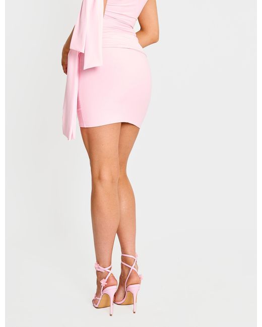 Public Desire Knot Detail Luxe Slinky Mini Skirt Soft Pink