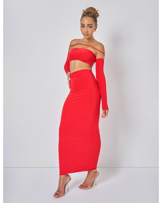 Public Desire Red Bardot Strappy Top Co-ord