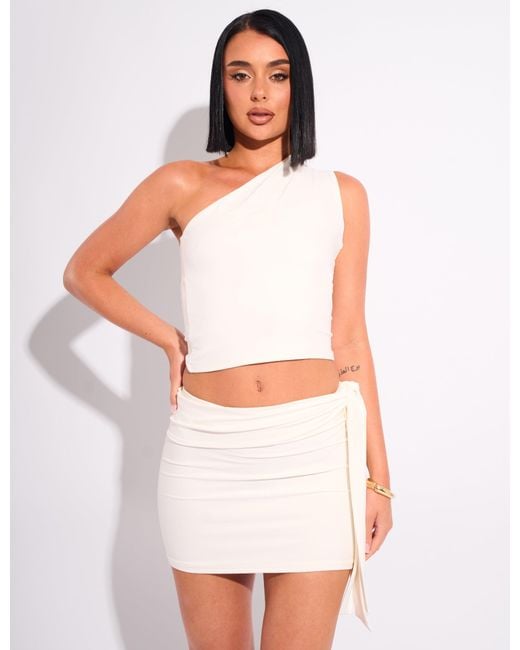 Public Desire Tie Back Luxe Slinky One Shoulder Top White Lyst UK