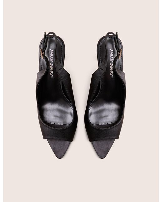 Public Desire Natural Reigns Black Peep Toe Court Heels