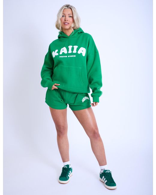 Public Desire Kaiia Design Bubble Logo Oversized Hoodie Green