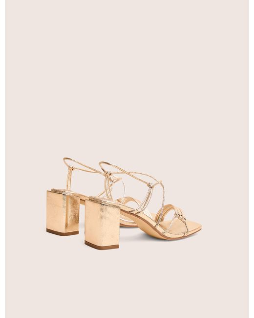 Public Desire White Taryn Gold Knotted Upper Block Heel Sandals