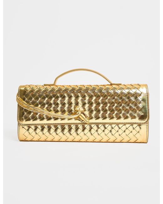 Public Desire The Rose Metallic Gold Weave Rectangle Clutch Bag
