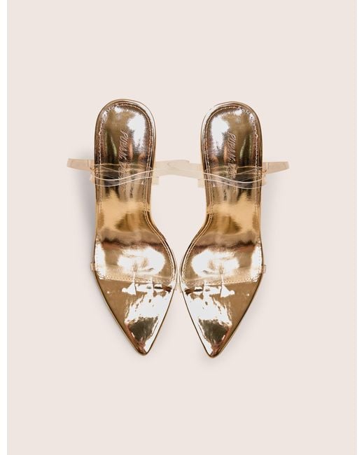 Public Desire Pink Legacy Perspex Mirror Gold Clear Barely There Stiletto High Heels