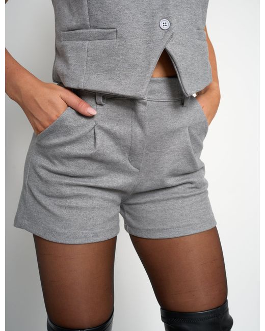 Public Desire Multicolor Soft Tailored High Waisted Shorts Co Ord Grey