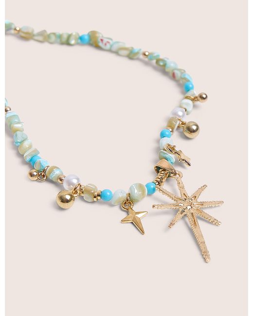Public Desire Natural Blue Beaded Star Embellished Necklace