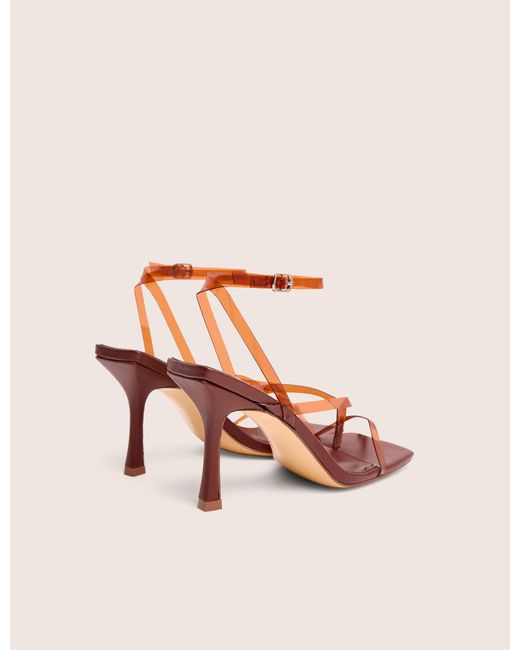 Public Desire Pink Liberty Brown Perspex Strappy Mid Heels