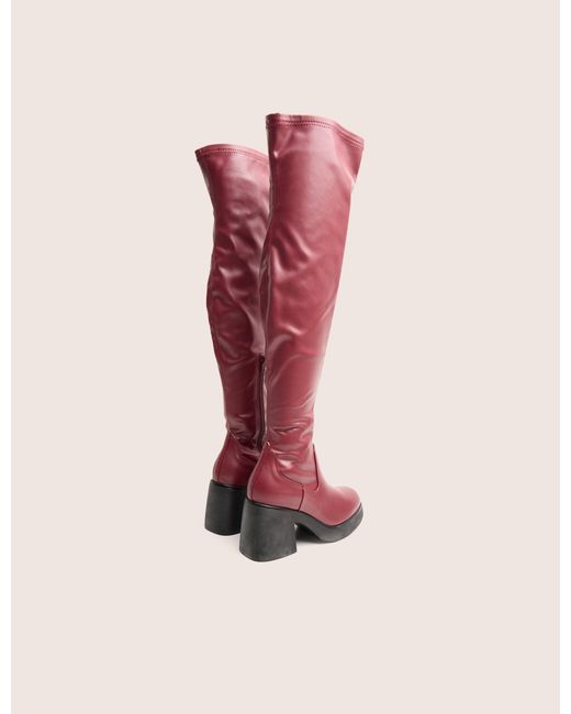 Public Desire Sensored Burgundy Chunky Sole Sock Over The Knee Boots