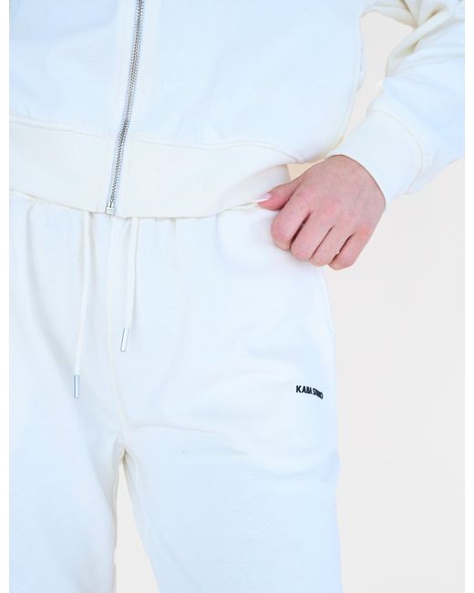 Public Desire White Kaiia Studio Back Pocket Wide Leg Sweat Pants Ecru
