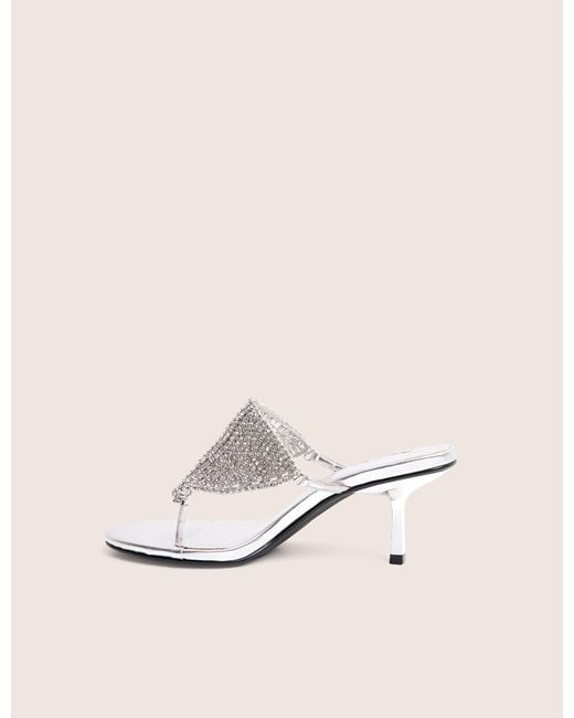 Public Desire Natural Mima Silver Diamante Embellished Kitten Heels