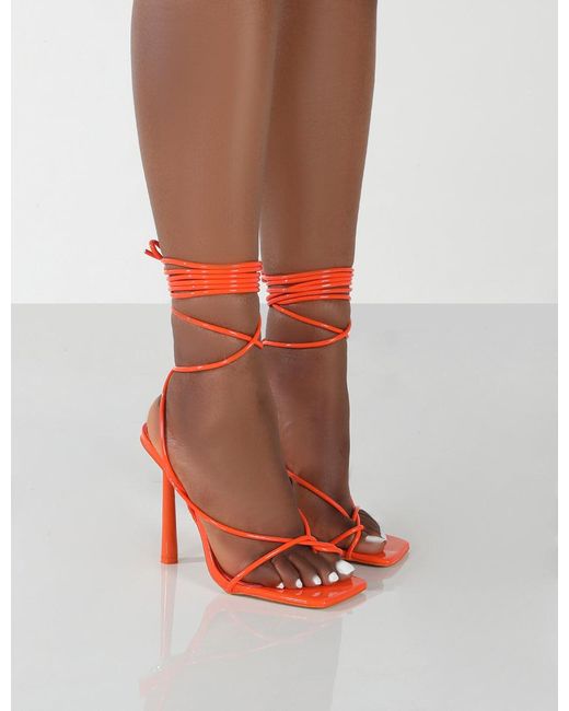 Public Desire Denim Lacey Orange Patent 