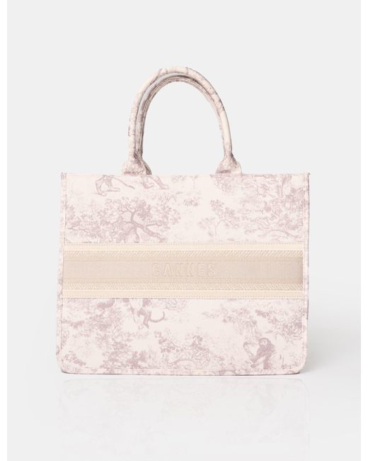 Public Desire Pink The Cannes Stone Oversized Canvas Tote Bag