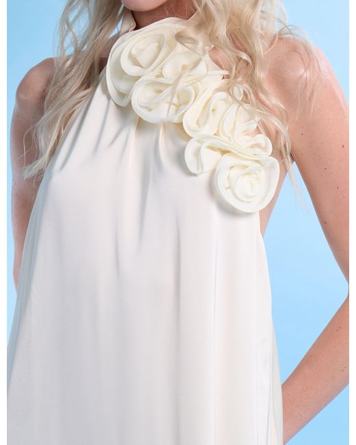 Public Desire White Satin Swing Dress With Corsage Ivory