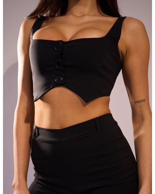 Public Desire Button Detail Bust Corset Black