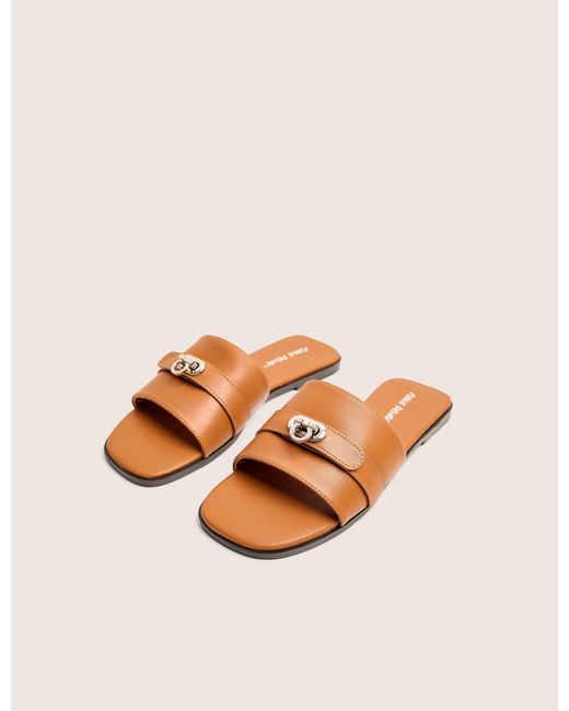 Public Desire Radiance Wide Fit Brown Buckle Trim Flat Sandals