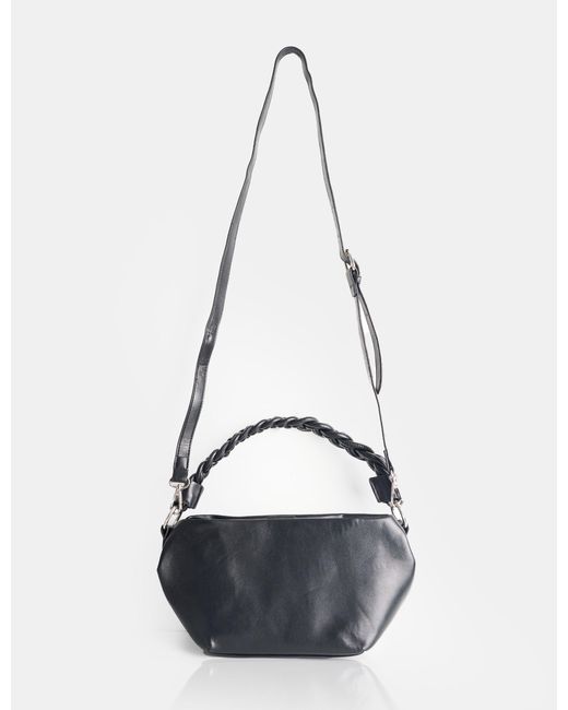 Public Desire Lillian Black Woven Strap Shoulder Bag