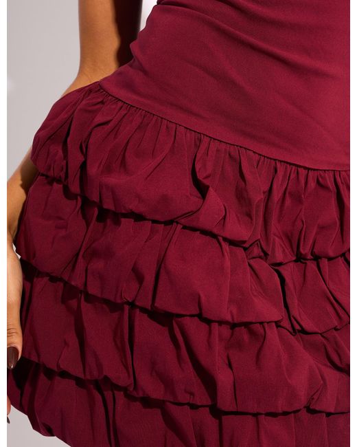 Public Desire Red Bandeau Balloon Mini Dress Burgundy