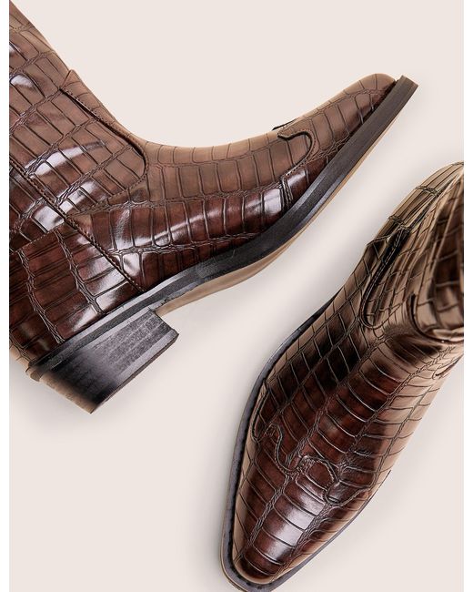 Public Desire Multicolor Apollo Brown Croc Flat Western Knee High Boots